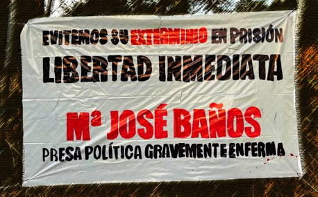 Pancarta pidiendo la libertad inmediata de María José 