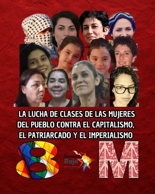 Cartel 8M del Socorro Rojo Nuestra Amércia