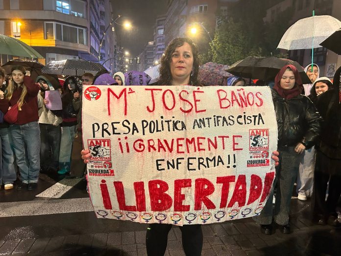 Cartel en solidaridad con Mª José Baños en el 8M, Murcia