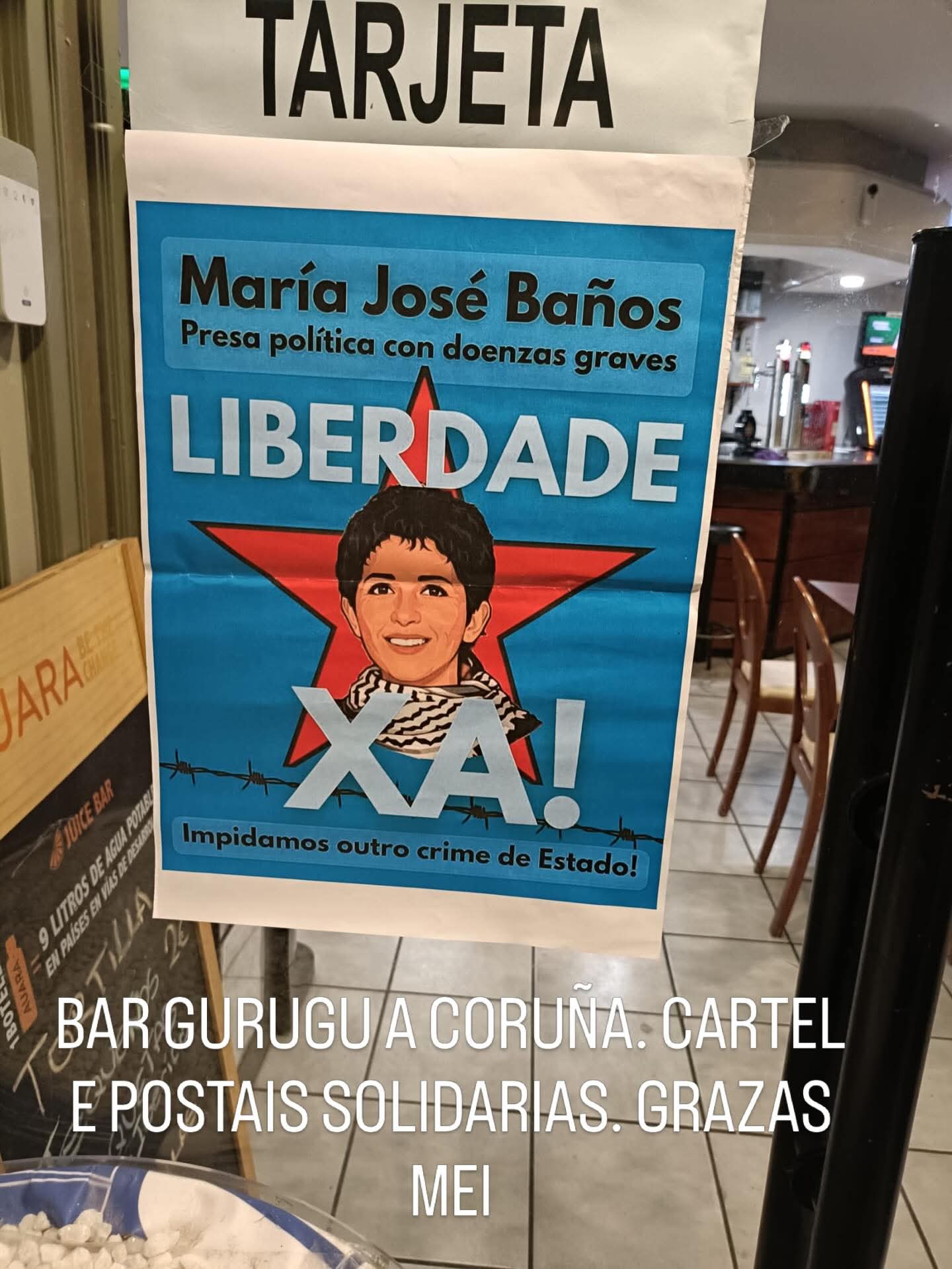 Postal solidaria en un bar de A Coruña