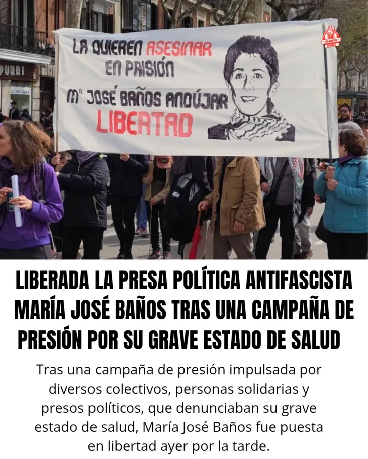 Liberada la presa política antifascista María José Baños