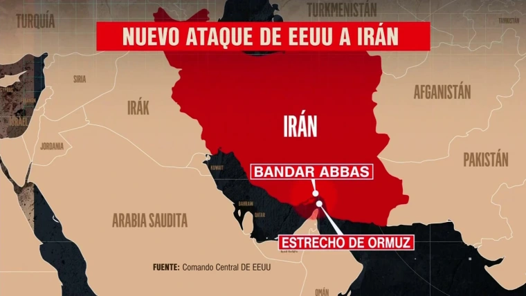 Mapa del ataque de EEUU a Irán