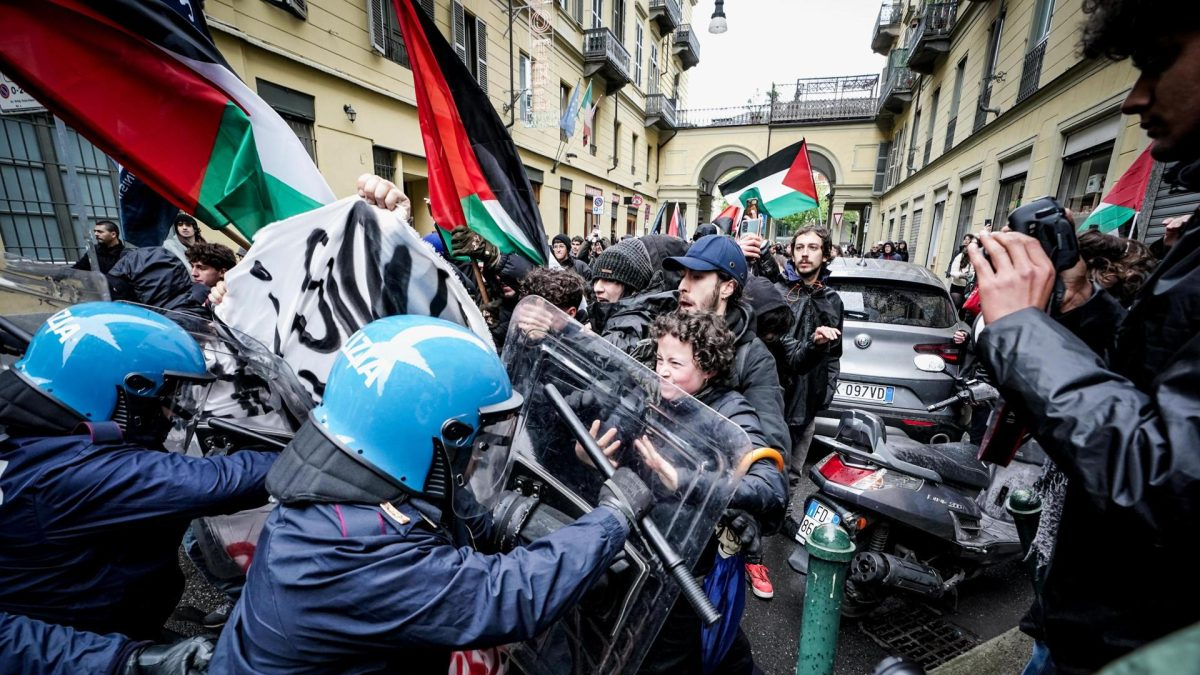 Protesta pro Palestina en Turín