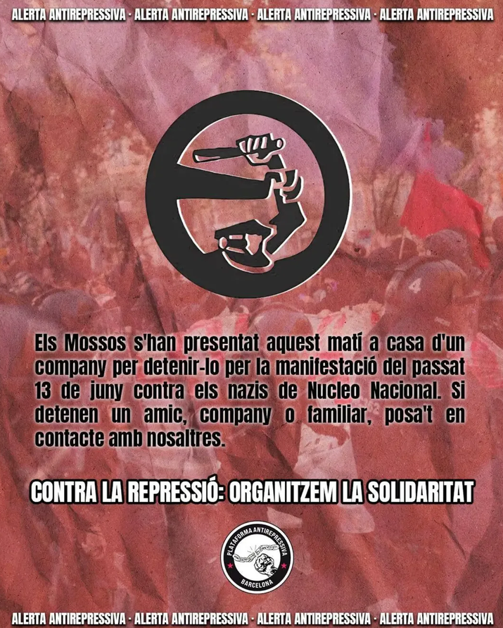 Cartel llamando a la organización contra la represión