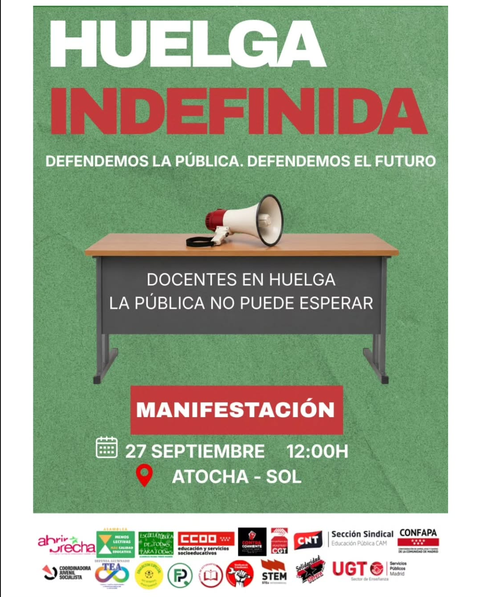 Manifestación en apoyo a la huelga el 27 de septiembre